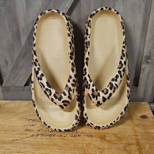 Casual Brown and Black Animal Print Sandals